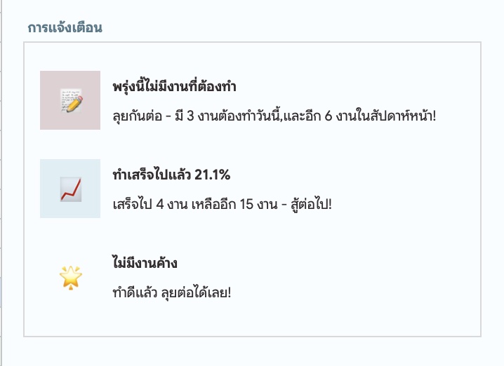 แถบแจ้งเตือนงานที่ใกล้ครบกำหนด