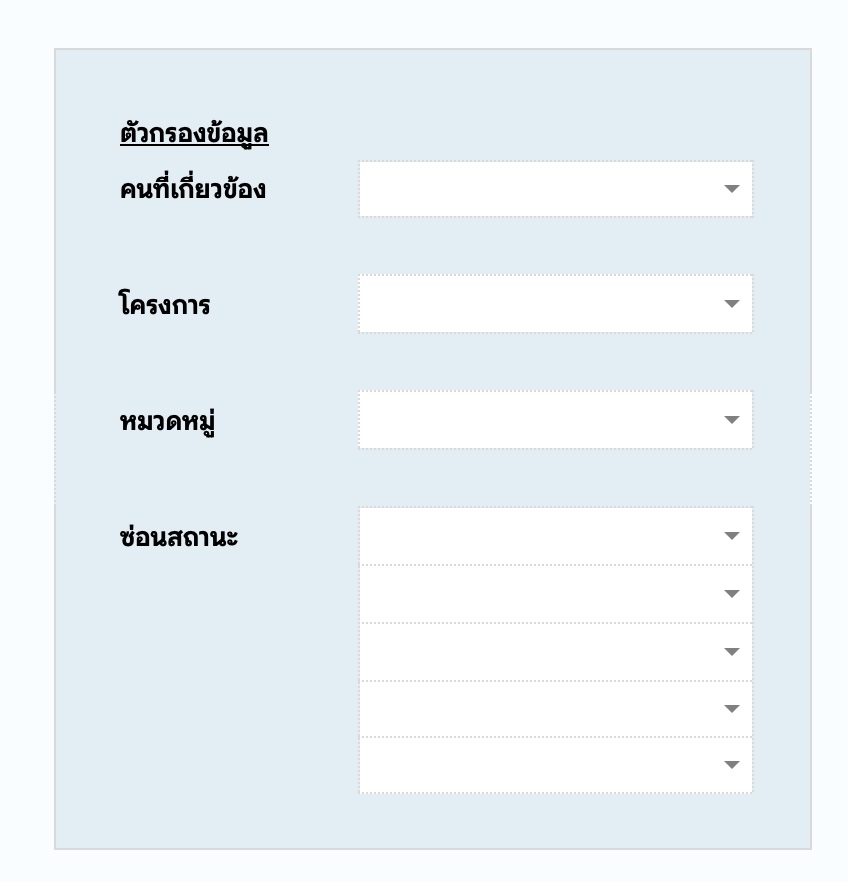 ตัวกรองในหน้าจัดลำดับความสำคัญ
